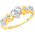 Vighnaharta Two Tone Dancing Heart CZ Gold and Rhodium Plated Alloy Ring for Women and Girls