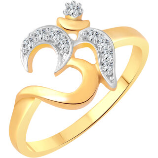                       Vighnaharta Manokaya Om Cz Gold And Rhodium Plated Alloy Ring For Women And Girls                                              