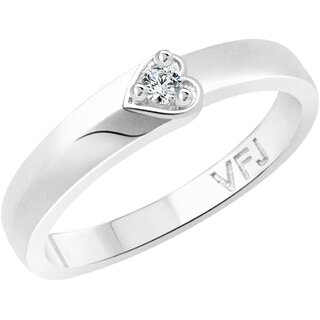 Vighnaharta Simply Heart Band CZ  Rhodium Plated Alloy Ring for Women and Girls