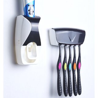 Unique Cartz Automatic Toothpaste Dispenser And Tooth Brush Holder Set New Classy Design Random color