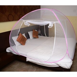 Classic Mosquito Net Foldable Mosquito Net (Pink) (Size-Double Bed)