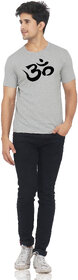 M R Marc Rose Grey Color Half Sleeve Om Printed T Shirt