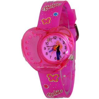Pink Heart Shape Barbie Girl Watch