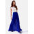 Raabta Fashion Royal Blue Long Flared Skirt with Elastic