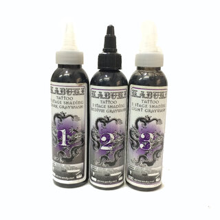 Kabuki (Dark,Medium,Light) Gray wash, Permanent Tattoo Ink - 120ml (set of 3 bottles). Kabuki (Dark,Medium,Light) Gray wash, Permanent Tattoo Ink - 120ml (set of 3 bottles).