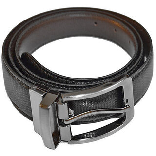 Kirli Black and Brown Leather Reversible Belt for Men