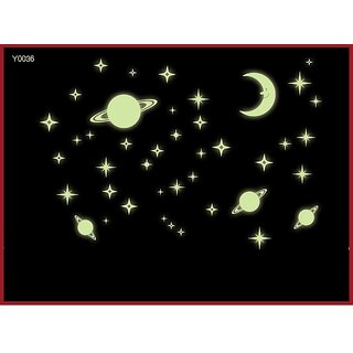                       Jaamso Royals 'Radium Galaxy of Stars' Glow in Dark Wall Sticker (PVC Vinyl, 21 cm X 29.7 cm, Night Glow Stickers)                                              