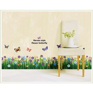 Jaamso Royals '  Butterfly&Flower Decorative ' Wall Sticker (PVC Vinyl, 70 cm X 50 cm, Decorative Stickers)