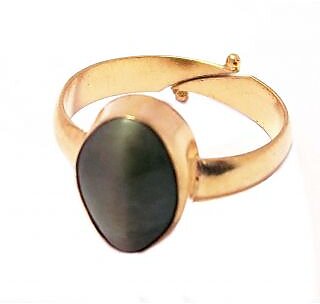 gold plated adjustable ring studded with natural CATSEYE of 5.25 carat