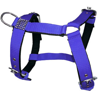 Petshop7 Export Quality Nylon Dog Harness Blue with Black Padding 1 inch  Medium