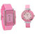 Combo Of Two Watches-Baby Pink Rectangular Dial Kawa And Baby Pink Circular Glory Watch