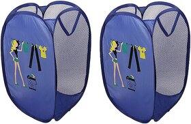 Winner Full Size Rectangular Blue Foldable Laundry Basket - Laundry Bag for Organizing Cloths Pack of 2 (lxbxh - 35X35X