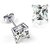 The Jewelbox 316L Surgical Stainless Steel Mens Boys Ear Stud Pair Earring Square Princess Cut American Diamond