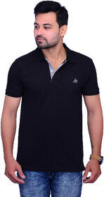 La Milano Men's Black Polo Neck Tshirt