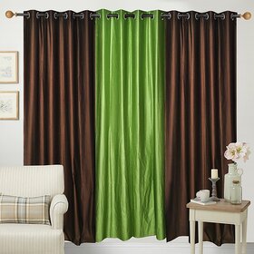 Hdecore Polyester 2 Brown 1 Green Door Curtain (7 Feet)