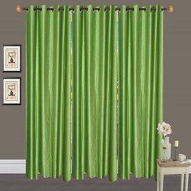 Hdecore Plain polyster Green Door Curtain Set of 3 Pc