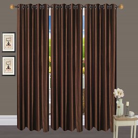 Hdecore Plain polyster Brown Door Curtain Set of 3 Pc