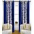 Polyester Blue Floral Eyelet Window  Door Curtain
