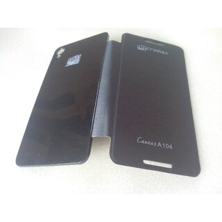                       FOR MICROMAX CANVAS FIRE A104 PREMIUM QUALITY LEATHER FLIP FLAP COVER CASE BLACK                                              