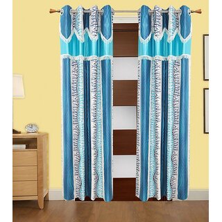 IndianOnlineMall Polyester Blue Designer Door Curtains(HZCN0700474)