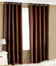 HDecore Brown Plain Door Curtain 2 pc 7ft