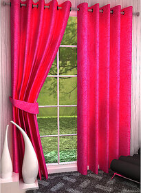 HDecore Dark Pink Plain Window Curtain 2 pc 5ft