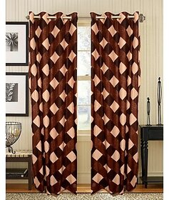 HDecore Brown Box Window Curtain 1 Pc 5ft