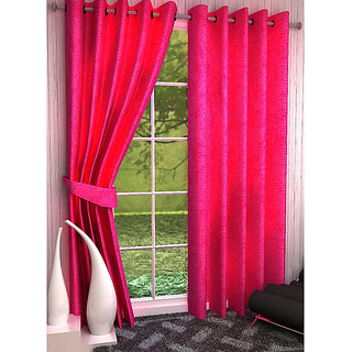 HDecore Dark Pink Plain Door Curtain 2 pc 7ft