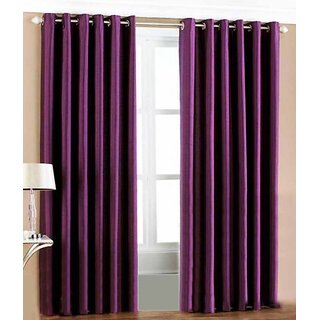                       HDecore Purple Plain Door Curtain 2 pc 7ft                                              