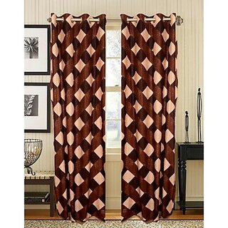                       HDecore Brown Box Door Curtain 2 Pc 7ft                                              