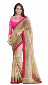 Bhuwal Fashion Lace Border Work Beige Color Faux Georgette Saree With Blouse Pcs-Bf110Beige