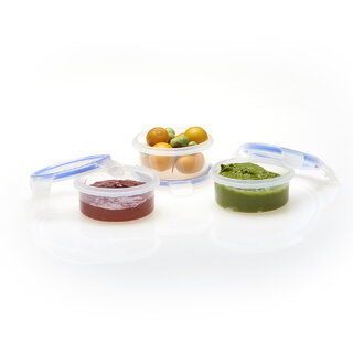 RK Super Lock  Seal Polypropylene Round Containers, 140 ml, Set of 3, Transparent
