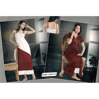                       2pc Seductive Nighty  Over Coat New Womens Sleep Wear Fun 1484 Maroon Bed Dress                                              