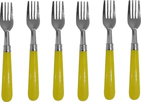 Set Of 6 Stainless Steel Fork With Plastic Grip