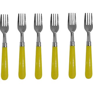                       Set Of 6 Stainless Steel Fork With Plastic Grip                                              