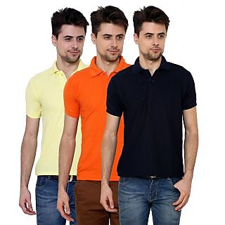 Grand Bear Polo Collar T-Shirt for Men (Pack of 3, Multicolor)