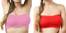 DealSeven Wirefree Non-Padded Strapless Tube Bra (Pack Of 2)