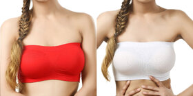 DealSeven Wirefree Non-Padded Strapless Tube Bra (Pack Of 2)