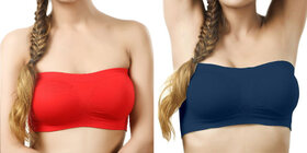 DealSeven Wirefree Non-Padded Strapless Tube Bra (Pack Of 2)