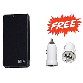 Redmi MI4 (Black) Flip Cover With Free car charger