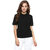 Miss Chase Women's Black Round Neck Half Sleeves Basic Solid/Plain Top