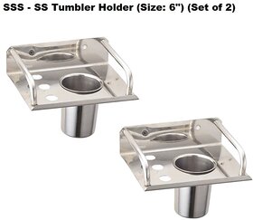 SSS-Stainless Steel Tumbler Holder with brush out put (Size 6 inches, Set of 2)