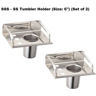 SSS-Stainless Steel Tumbler Holder with brush out put (Size 6 inches, Set of 2)