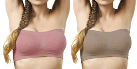 DealSeven Wirefree Non-Padded Strapless Tube Bra (Pack Of 2)