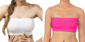 Hothy Wirefree Non-Padded Strapless Tube Bra (Pack Of 2)