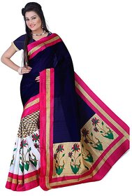SVB Saree Multicolor Bhagalpuri Silk Block Print Saree With Blouse