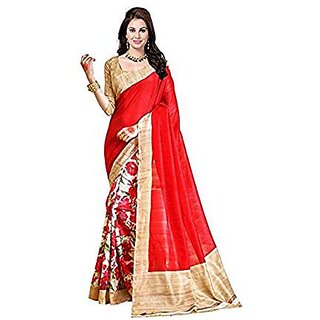 SVB Sarees Multicolor Bhagalpuri Silk Block Print Saree With Blouse SVB Sarees Multicolor Bhagalpuri Silk Block Print Saree With Blouse