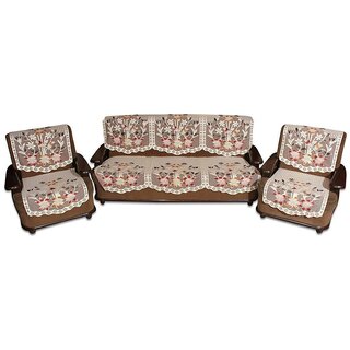 Vivek  Homesaaz  Multi Embossed 5 Seater Net Sofa Cover Set -10 Pieces
