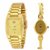 HWT Gold Plated Analog Couple Watches