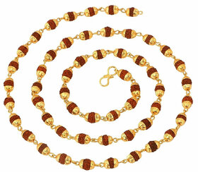 Gold Plated Rudraksh Mala Chain Long 24 inches for Men